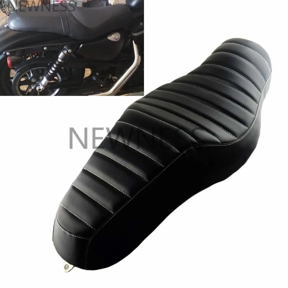 Asiento trasero de dos plazas para motocicleta Harley Sportster, asiento de asiento trasero para asiento de moto, color negro, para conductor + pasajero, XL1200 de hierro, 883|Bancos y asientos| - AliExpress