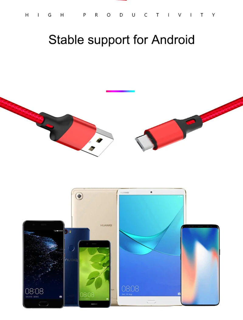 Nylon Braided Micro USB Cable 0.25m/1m/2m/3m Data Sync USB Charger Cable For Tablet USB Type C Android USB Phone Cables android charger cord