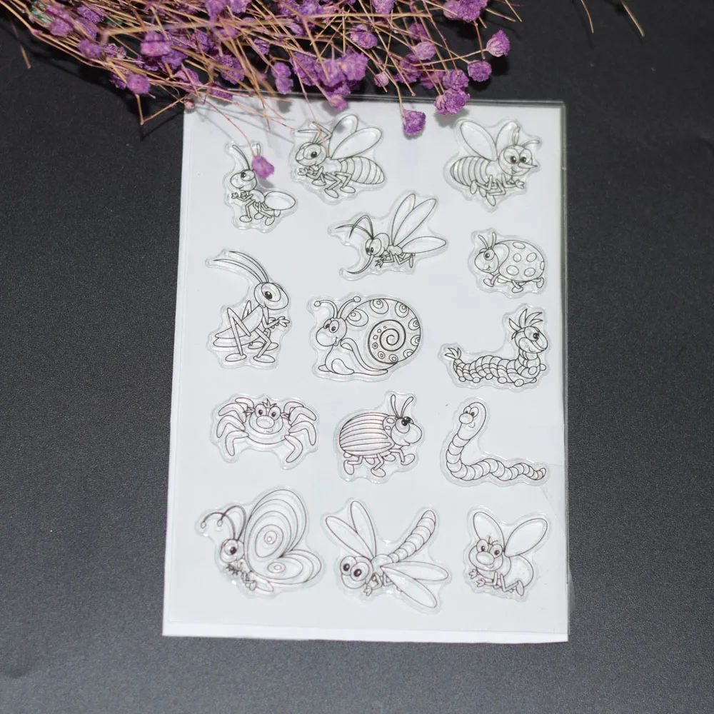 

Clear Stamp Animal insect pattern set Transparent Clear Silicone Stamp/Seal for DIY scrapbooking/photo album Decorative