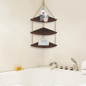 

3 layer storage shelf rack decor wall shelves hook on the wall wood shelf wall kitchen storage organization shelf cabinet tools*
