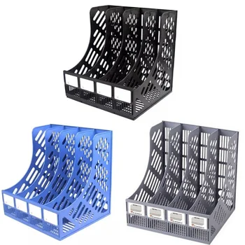 

File Holder Document Tray 4-Grid Desktop Storage File Organizer Mesh Files Shelf Desktop File Rack Book Holder Office Supplies