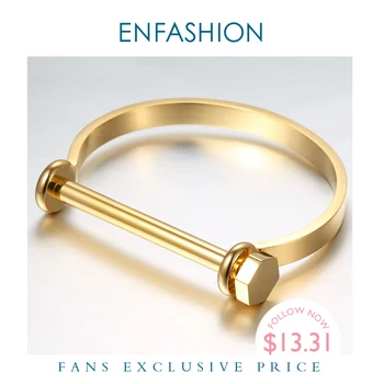 

Enfashion Shackle U Cuff Bracelet Noeud armband Gold Color Screw Bangle Bracelet For Women Bracelets Manchette Bangles