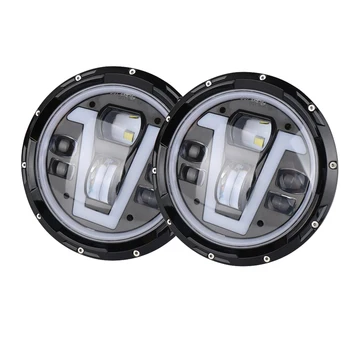 

For Jeep Wrangler JK Pair 7 Inch LED Headlight DRL Amber Turn Signal Lights for Lada 4x4 Niva Off-road UAZ Driving Lights