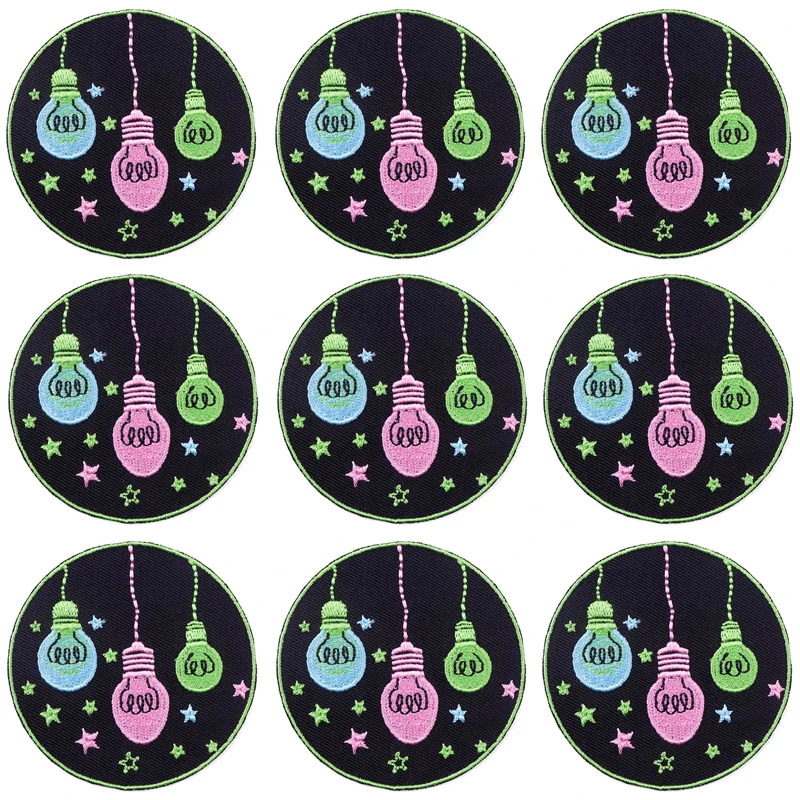 Insignias para ropa, 10 uds, al por apliques de bombilla, parches bordados para ropa, Parche de dibujos para planchar en la ropa|Parches| - AliExpress