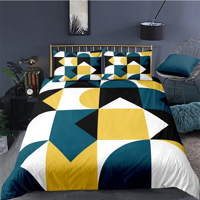 

Geometric Print Duvet Cover Pillwcase Quilt Cover Bedroom Bed Sets Twin Full Queen King Size Home Decoration