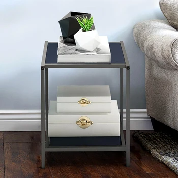 

End Table Modern Coffee Tables Minimalist Modern 15 Inch Square Metal Frame Open Shelf Storage Easy Assembly Black/White Colors