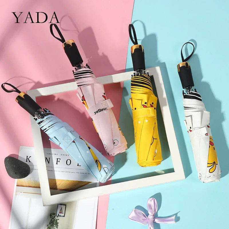 &quotYADA&quot модные 3-складной обувь с милым желтым утенком Узор зонтик для женщин