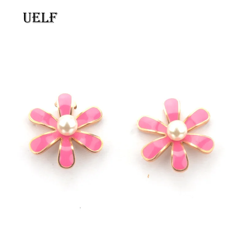 Uelf t Women's Pearl Flower l Studs Earrings Girls Elegant Rose Ear Stainless Steel Jewelry Gift | Украшения и аксессуары