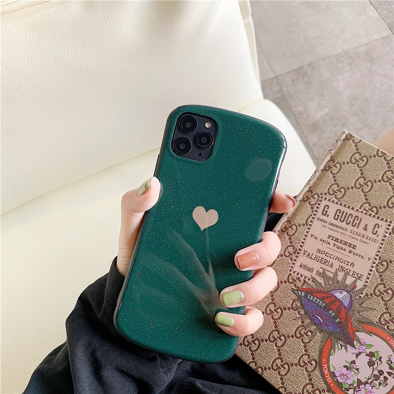 Роскошный блестящий чехол для телефона с сердечком для Iphone X, Xr, Xs, Max, 11 Pro, Max, 7, 8 plus, простой тканевый мягкий гладкий Чехол, задняя крышка, Fundas - Цвет: Бежевый
