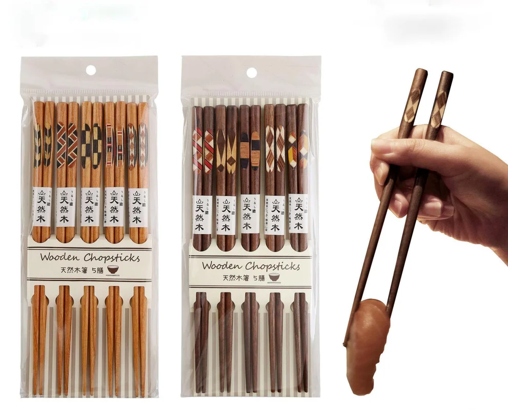 

Набор японских палочек для еды, палочки из черного ореха, домашняя деревянная креативная посуда, палочки для еды, 5 пар, палочки для еды в подарок