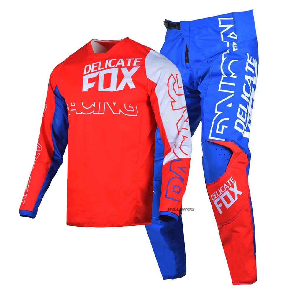 Conjunto de ropa Skew para hombre, Jersey carreras de Motocross, pantalones de Moto de calle, Kits Combo MX Dirt Bike, Motor todoterreno, traje azul y rojo, 180|Combinaciones|
