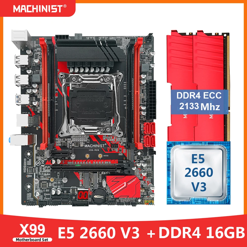 MACHINIST X99 Motherboard Kit Set With Xeon E5 2660 V3 CPU Processor DDR4 16GB(2*8G) ECC RAM Memory LGA 2011-3 NVME M.2 ATX RS9 |