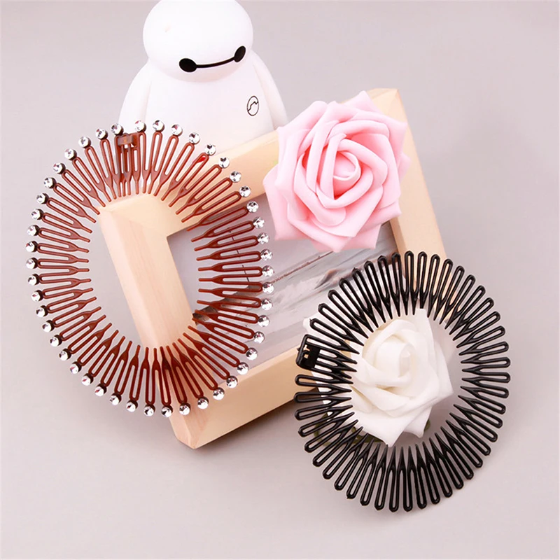 Stretch Flexible Comb Teeth Headband Plastic Full Circle Hair Hoop Band Clip Hairband Face Wash Fixed Hair Accessories For Women