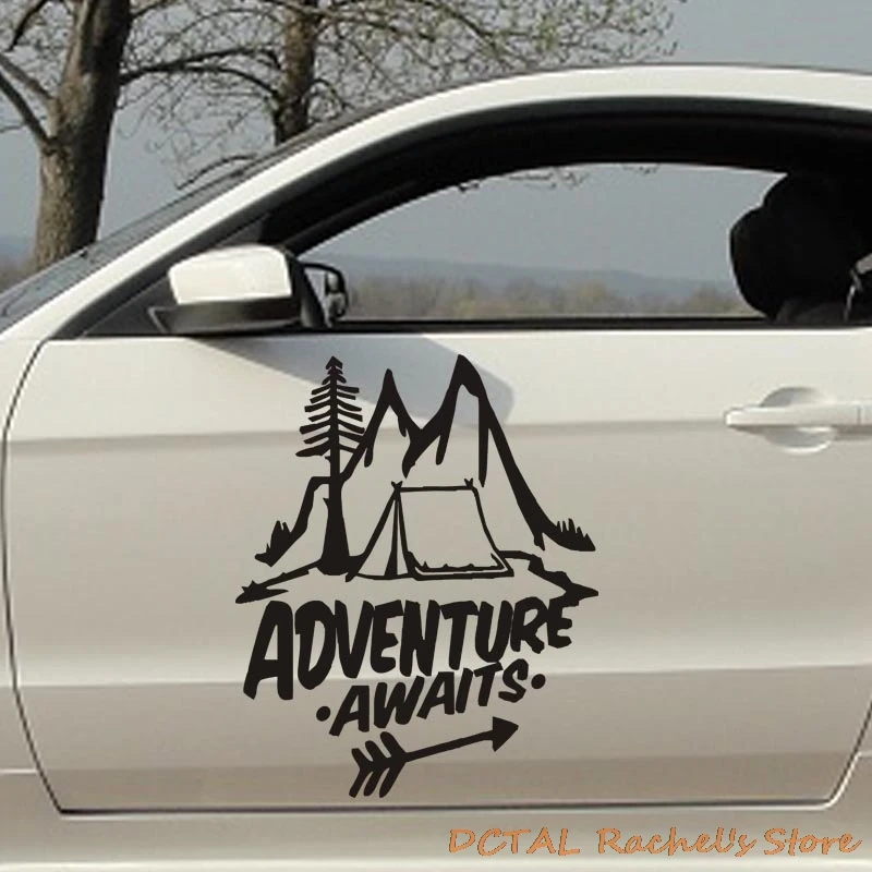 Туристический Кемпинг Приключения ждет горного автомобиля Наклейка Тант