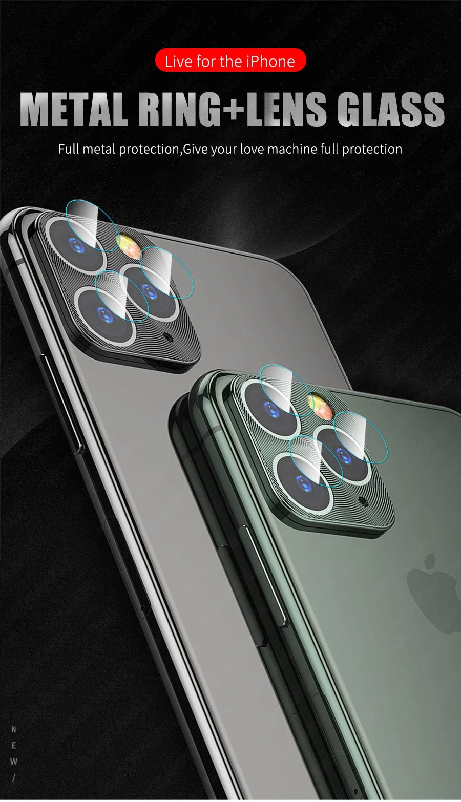 2 в 1 Защитное стекло для камеры для iPhone 11 Pro Max металлическое защитное кольцо для iPhone 11 Pro Max защитная пленка