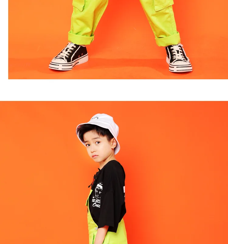 Kid Hip Hop Clothing Black Casual T Shirt Tops Loose Bib Pants for Girls Boys Jazz Dance Costumes Ballroom Dancing Clothes Wear