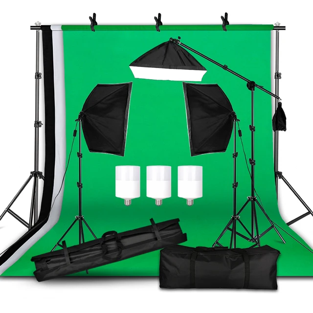 Fotoğraf arka plan çerçevesi desteği Softbox aydınlatma kiti fotoğraf stüdyosu ekipmanları aksesuarları yeşil siyah beyaz Backdrop Tripod