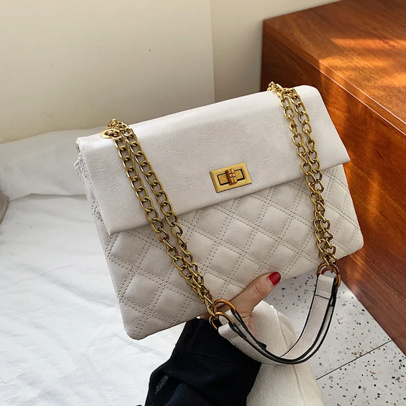 

Female Lattice Shoulder Crossbody Chain Bags For Women 2020 Leather Luxury Handbags Brand Designer Ladies Hand Sling Sac A Main