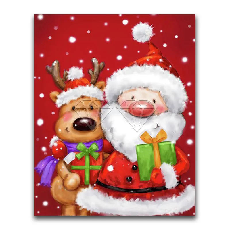 Merry Christmas Diamond Painting Santa Claus 5D Diy Art Paint Mosaic Jewel  Cross Stitch Home Wall