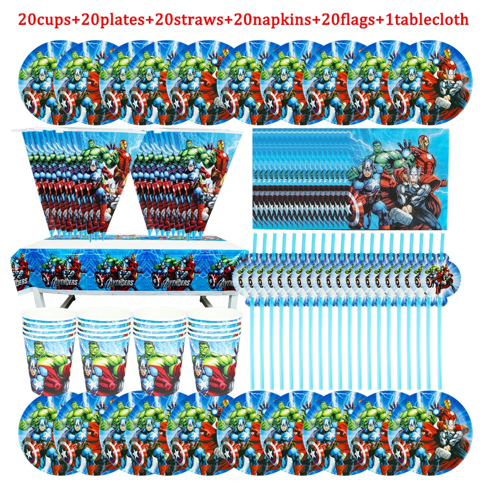 Набор одноразовых тарелок с героями мультфильма мстители | Дом и сад