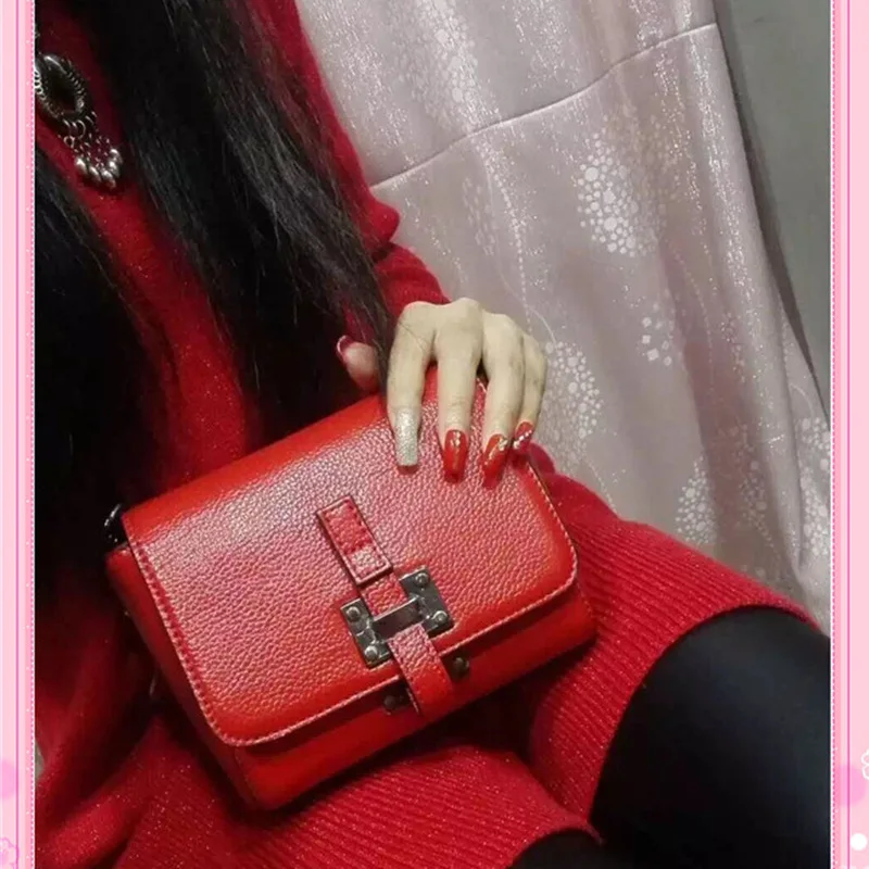 

2019 Autumn And Winter New Style WOMEN'S Leather Bags Korean-style Embossed Leather Shoulder Oblique Cowhide Lock WOMEN'S Bag-