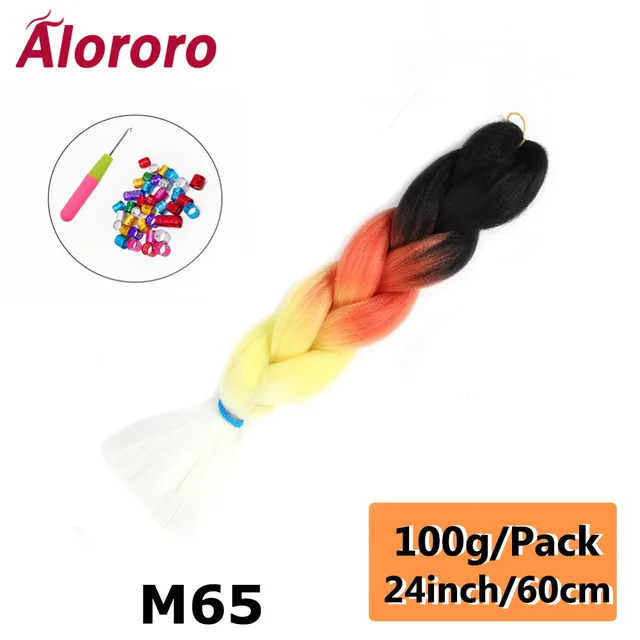 Jumbo Braid Hair Extensions Green Synthetic Braiding Hair 24 Inch Afro Blue Pink Purple Blonde Ombre Hair for Braids Alororo 24inches-M65