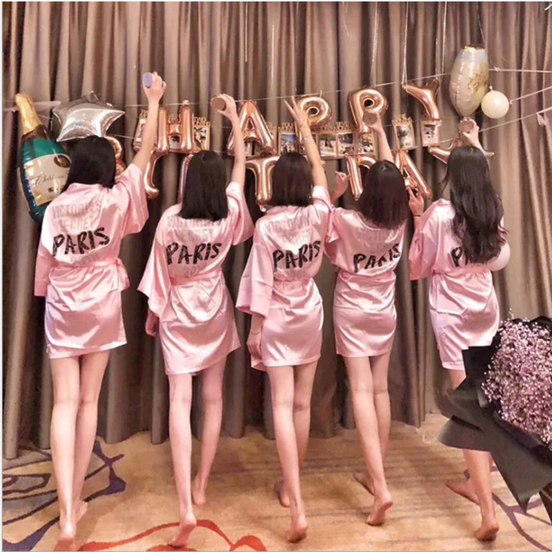 

Imitated Silk Fabric Women's Robes 2018 Thin tang zhu Long Sleeve Sexy And Charming Europe And America South Korean Silk Bathrob