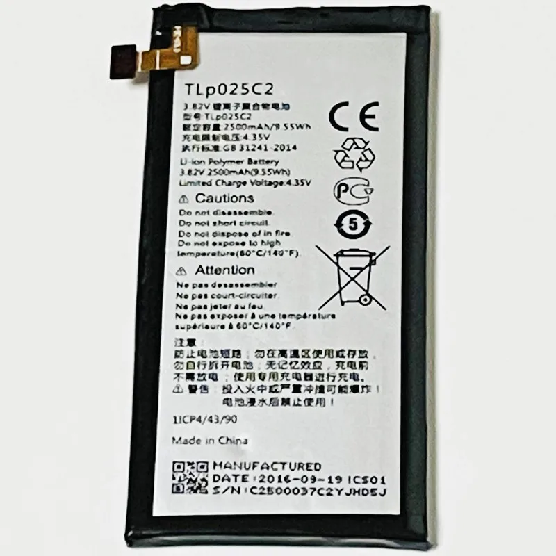 Аккумулятор 3 82 в 2500 мАч TLp025C2 для Alcatel One Touch Pop 4 + 5056 5056D 5056E 5056X 5056A 5056G 5056T 5056N 5056O Вт |