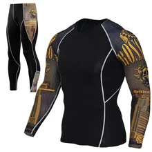 Мужское термобелье, комплект зимнего быстросохнущего стрейчевого нижнего белья для бега, велоспорта, спортивной одежды для фитнеса