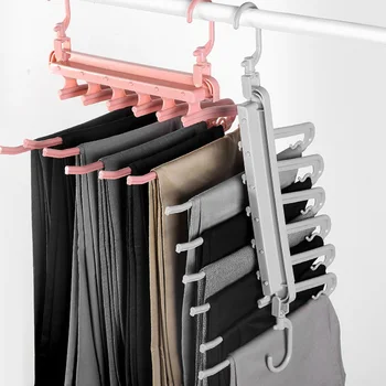 

6 Detachable Layers Multi-functional Pants Shelves Space Safer Horizontal Vertical Hangers for Clothes Rotated Closet