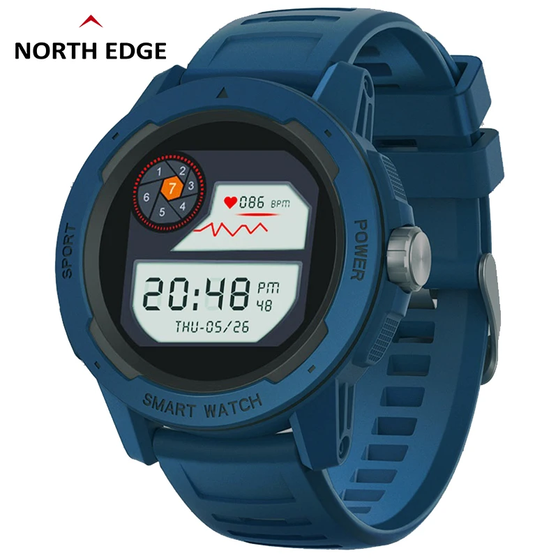  NORTH EDGE Men's Digital Watch Men Fashion Sports Watches Full Touch Screen Heart Rate Pedometer Stopwatch IP68 Waterproof Clock 