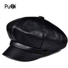 Pudi man Натуральная овечья кожа кепка зимняя Кепка кепка газетчика черного цвета HL811