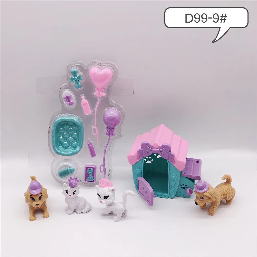 Барби принцесса кукла аксессуары милые кошки и собаки с клеткой для кошек+ клетка для собак, имитационная модель животного интерактивные пластиковые игрушки