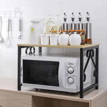 

Kitchen Storage Rack Microwave Oven Shelf Bracket Support Microwaves Holder Seasoning Bottle Spice Rack Ktichen Shelf Organizer