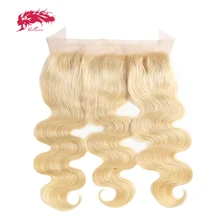 Ali Queen Hair Products Brazilian Remy 13\"*4\" Free Part 613 Blonde Lace Frontal Closure Body Wave Human 130% Density