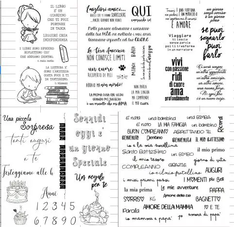 Italian words Transparent Clear Stamps for DIY Scrapbooking/Card Making Fun Decoration Supplies A0066