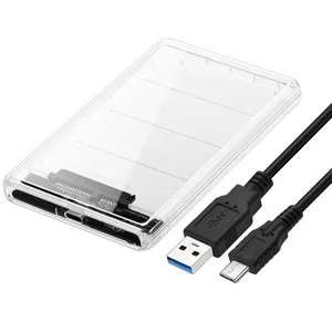 USB C hardisk case Type C to 2.5 Inch SATA SSD HDD External Enclosure Transparent Color for Laptop & PC