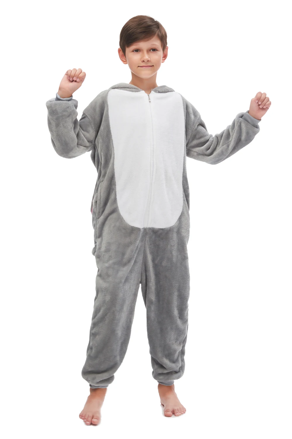 Cosplay Costumes Children Pajamas Kigurumi Pajamas Gray Long Ear Rabbit Children Kigurumi Kids Onesies Pajamas For Halloween New Year Carnival Party