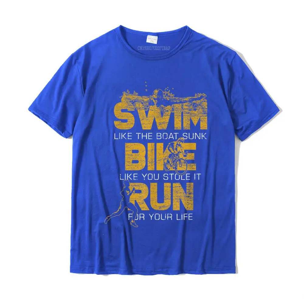 Male Classic Geek Tees O Neck Summer/Fall Cotton Fabric Top T-shirts Design Short Sleeve Casual Tops Tees Wholesale Swim Bike Run Triathlete Gifts Triathlon T-Shirt__37216 blue