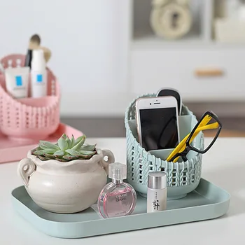 

Woven Hollow Plastic Pen Holder Desktop Storage Box Simple Multifunction Stationery MU8669