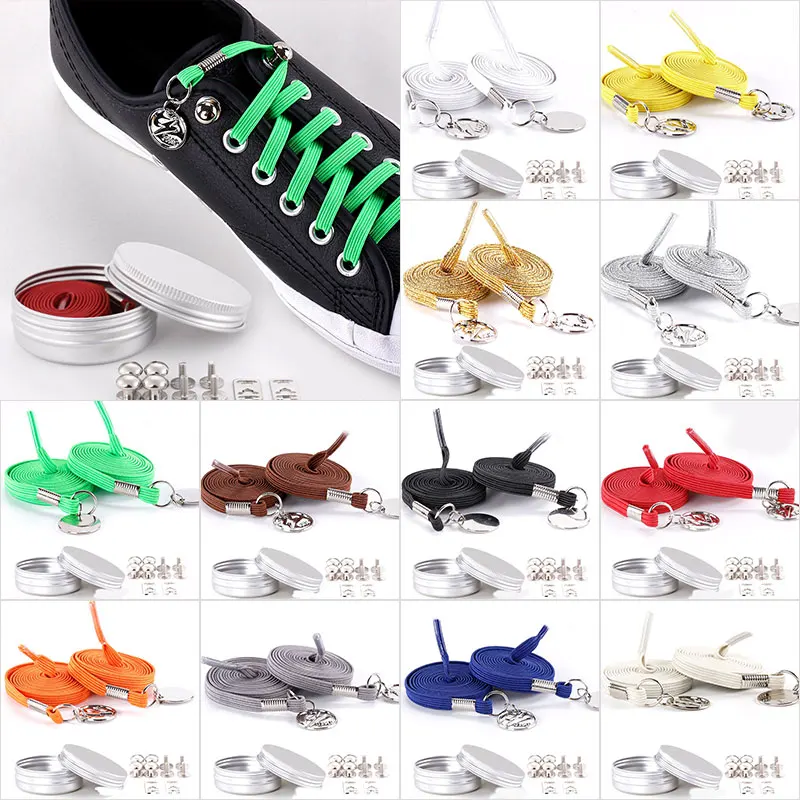 

1 pair Solid Color Canvas Sport Shoes Quick Shoelace Unisex No Tie Quick Easy Sneakers Lazy Elastic Shoelaces