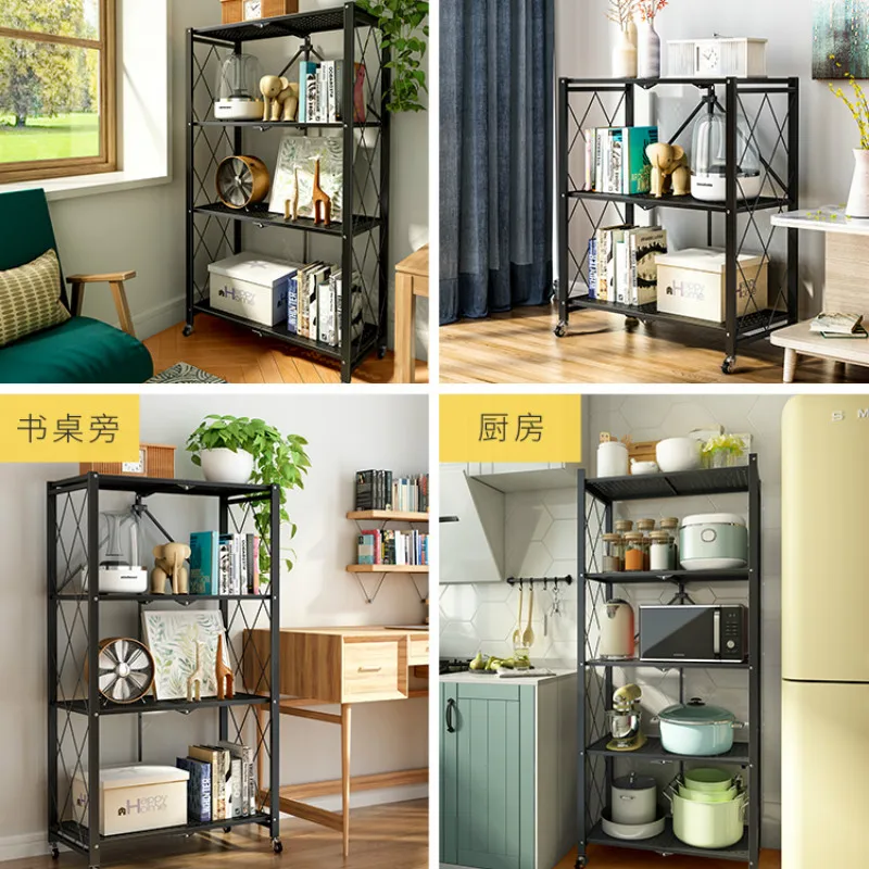  Kitchen microwave racks floor multi-layer storage rack oven household pot rack storage shelf foldab - 4000299764311
