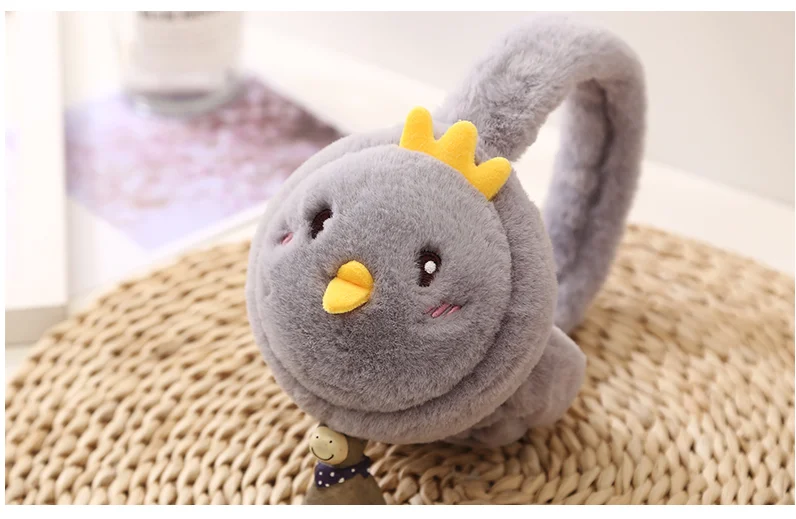 Складные! Новые теплые наушники с милыми мультяшными куриными меховыми ушками, зимние наушники для женщин и детей, теплые наушники с мягкими ушками
