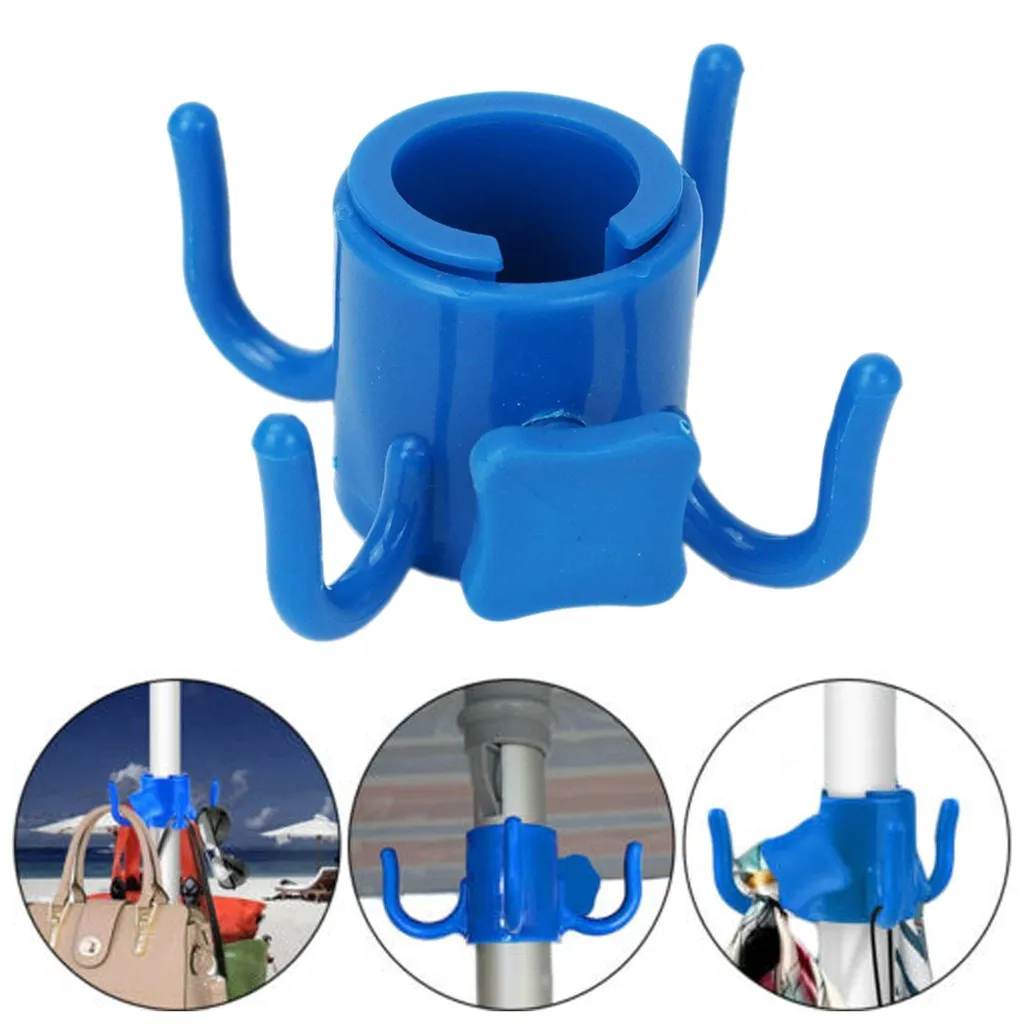 Gancho colgante de sombrilla de playa, tamaño ajustable, 4 clavijas para colgar toallas, ropa