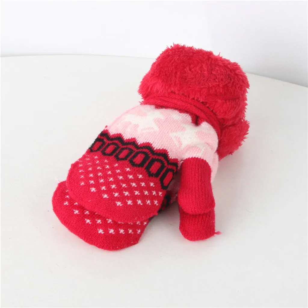 Рождественские детские перчатки; теплые рождественские перчатки с милым оленем для маленьких мальчиков и девочек; ветрозащитные вязаные зимние перчатки; варежки