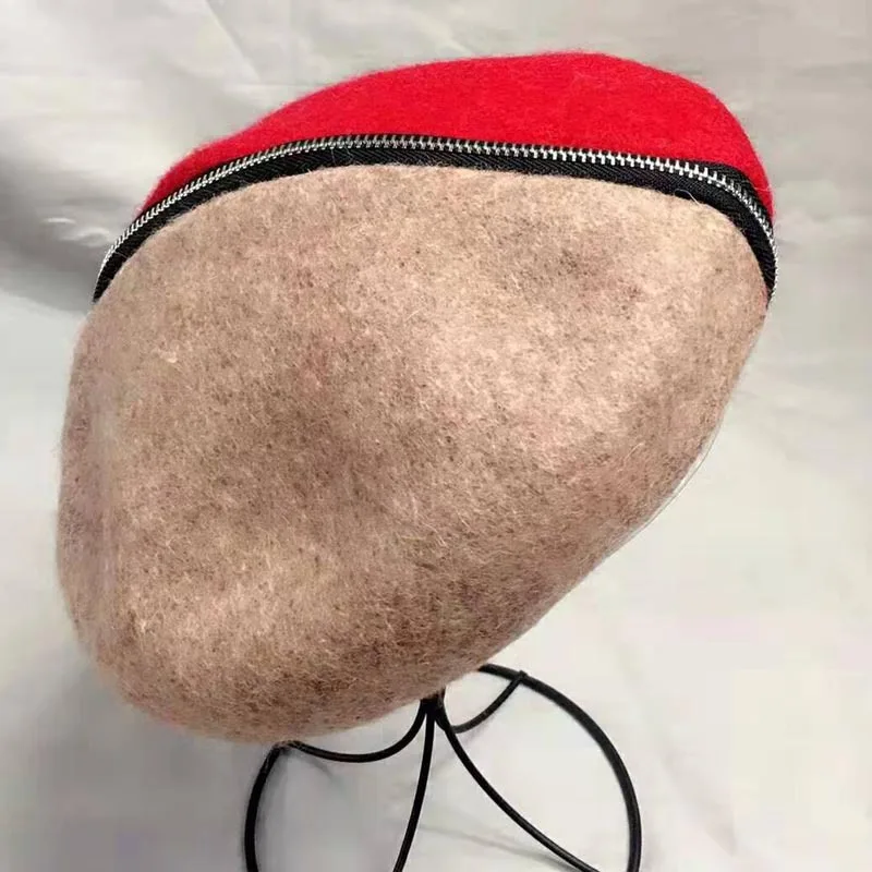 beret ladies autumn winter imitation fur warm hat wild painter cap girl hat fashion - Цвет: xuanzhiqi kaqi