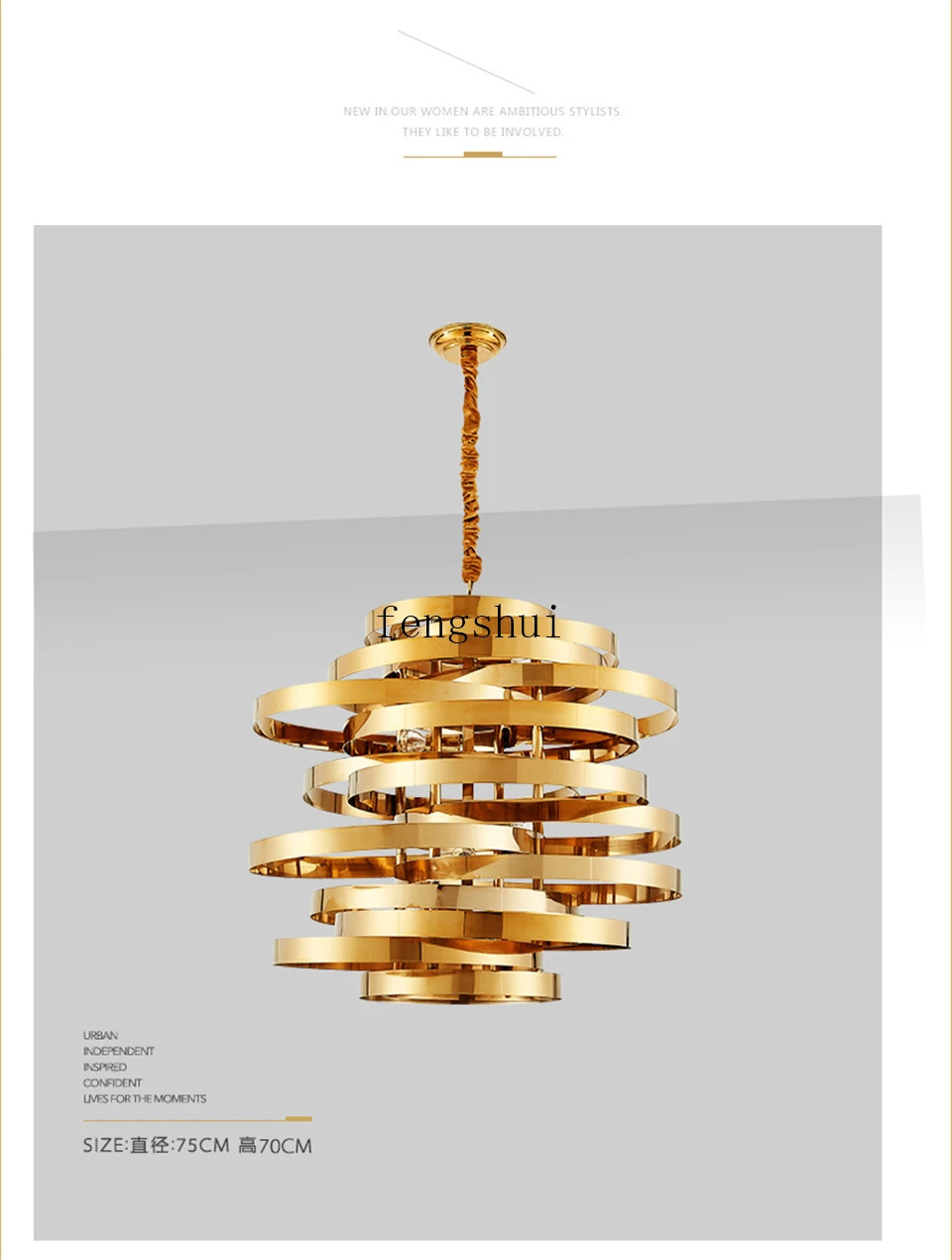 Nordic Stainless Steel Gold LED pendant lights lighting Circular Tornado Atmosphere pendant lamp luxury dining room hanging lamp