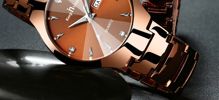 Пара часов роскошные золотые водонепроницаемые Оригинальные кварцевые наручные часы из нержавеющей стали подарок для влюбленных часы Прямая