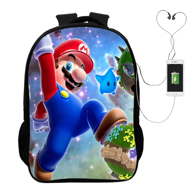 photo colour Популярная игра “Марио” Многофункциональный USB зарядный рюкзак для детей, для мальчиков, детей, подростков, мужские Школьные сумки дорожные сумки для ноутбуков - Цвет: photo colour