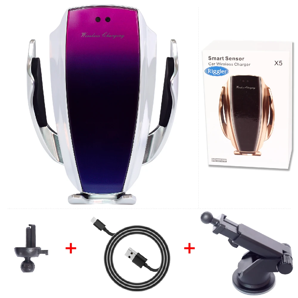 Infrared Induction Qi Wireless Charger Car 10W Fast Charging Holder for Iphone XR XS 8/8 Plus Huawei P30Pro Mate20Pro - Тип штекера: Dazzling two style